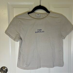 Zara Cream Girls Graphic Tee‎